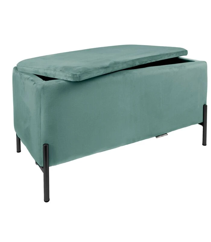 Leitmotiv Bank Snog XL - Velvet Jade Groen, Zwarte Poten - 90x45x45cm 1 Leitmotiv Bank Snog XL - Velvet Jade Groen, Zwarte Poten - 90x45x45cm