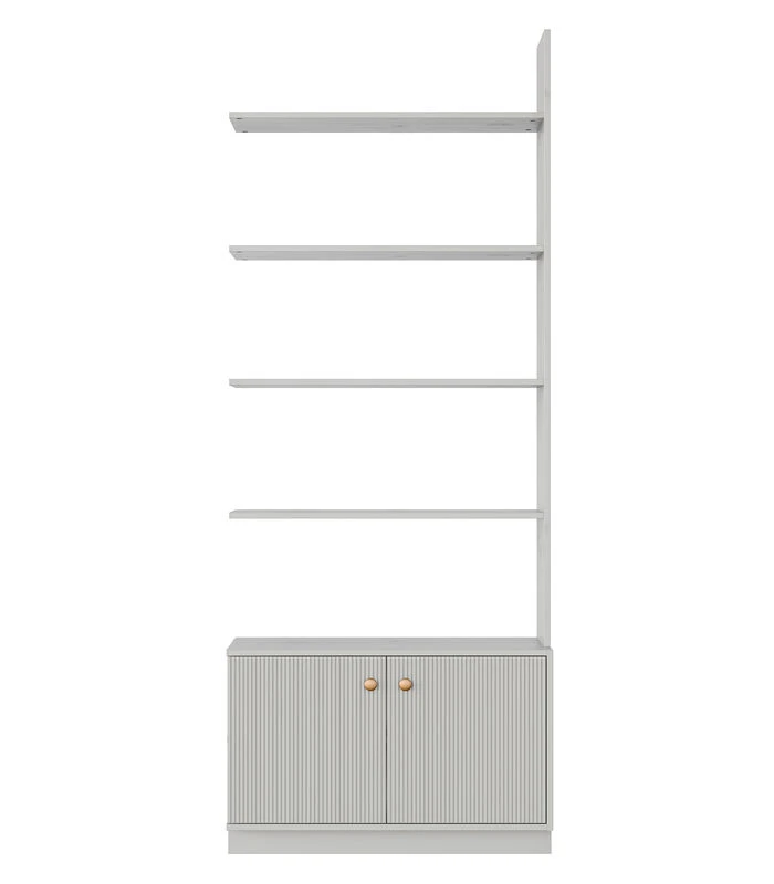 WOOOD Uitbreiding Tbv Boekenkast Madu - Grenen - Grijs - 200x78x35 1 WOOOD Uitbreiding Tbv Boekenkast Madu - Grenen - Grijs - 200x78x35