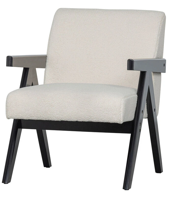 WOOOD Fauteuil Lowie - Polyester - Naturel/Zwart - 79x60x79 1 WOOOD Fauteuil Lowie - Polyester - Naturel/Zwart - 79x60x79