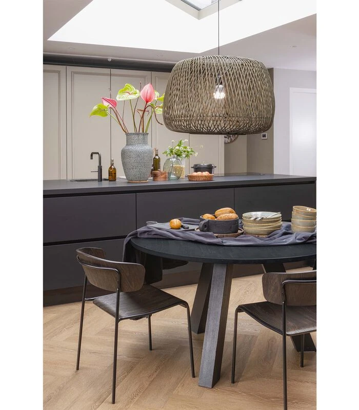 WOOOD Eettafel Rhonda - Eiken - Blacknight - 77x129x129 3 WOOOD Eettafel Rhonda - Eiken - Blacknight - 77x129x129 - Afbeelding 3