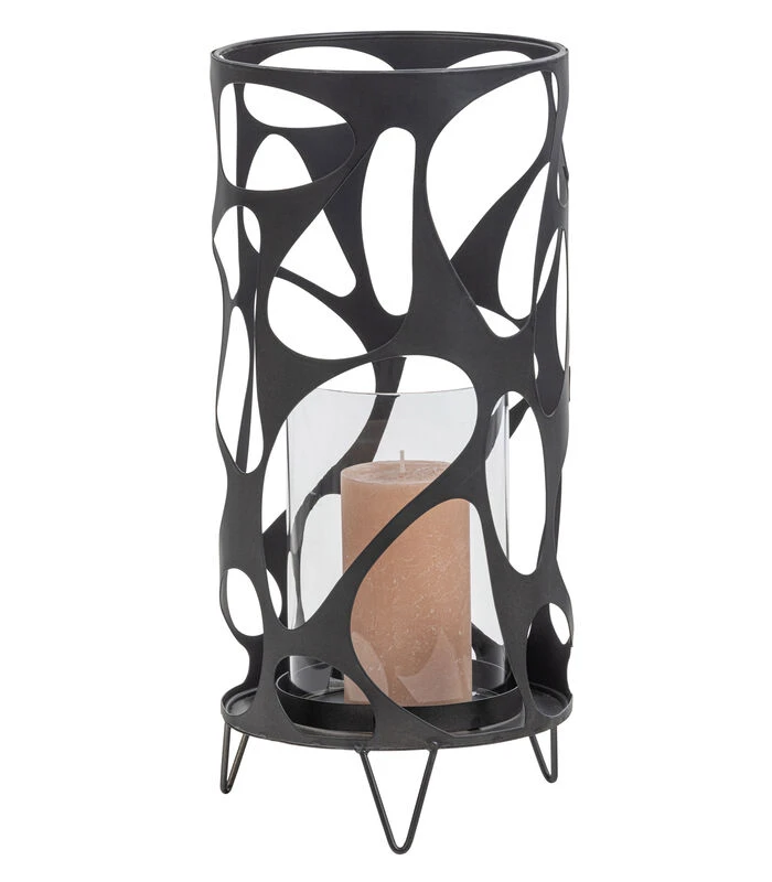 Jago Windlicht - Metaal - Zwart - 40x19x19 4 Jago Windlicht - Metaal - Zwart - 40x19x19 - Afbeelding 4