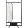 WOOOD Rink Kapstok Met Spiegel - Metaal - Zwart - 188x99x34