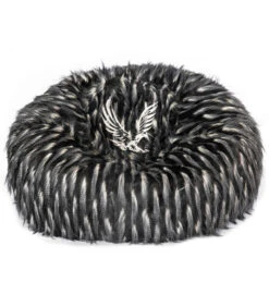 XL-poef In Zwarte Imitatiebont Geborduurd