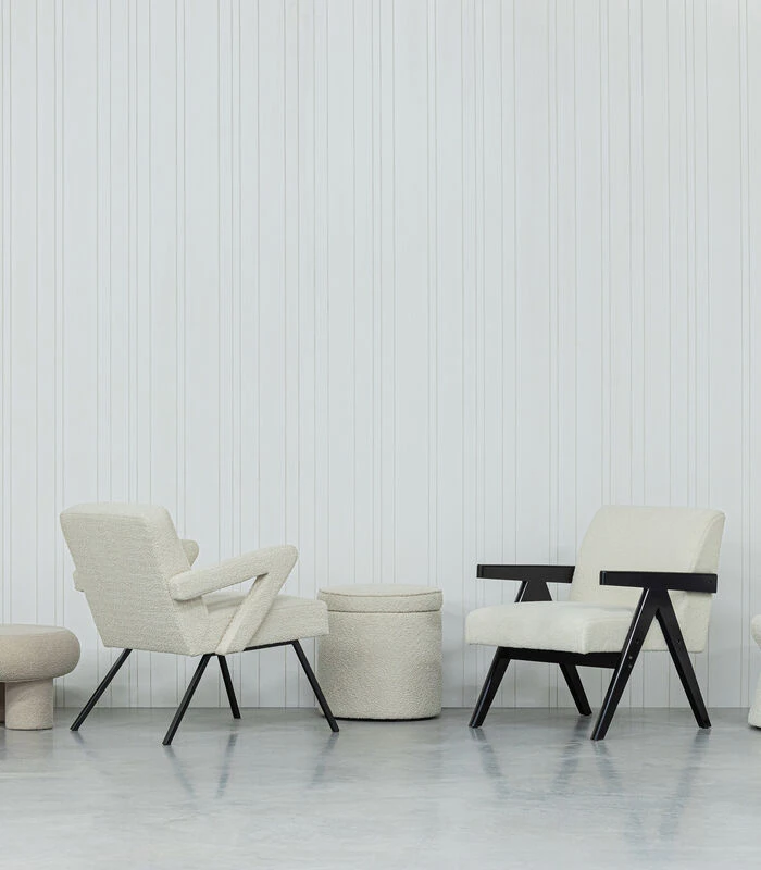 WOOOD Fauteuil Lowie - Polyester - Naturel/Zwart - 79x60x79 2 WOOOD Fauteuil Lowie - Polyester - Naturel/Zwart - 79x60x79 - Afbeelding 2