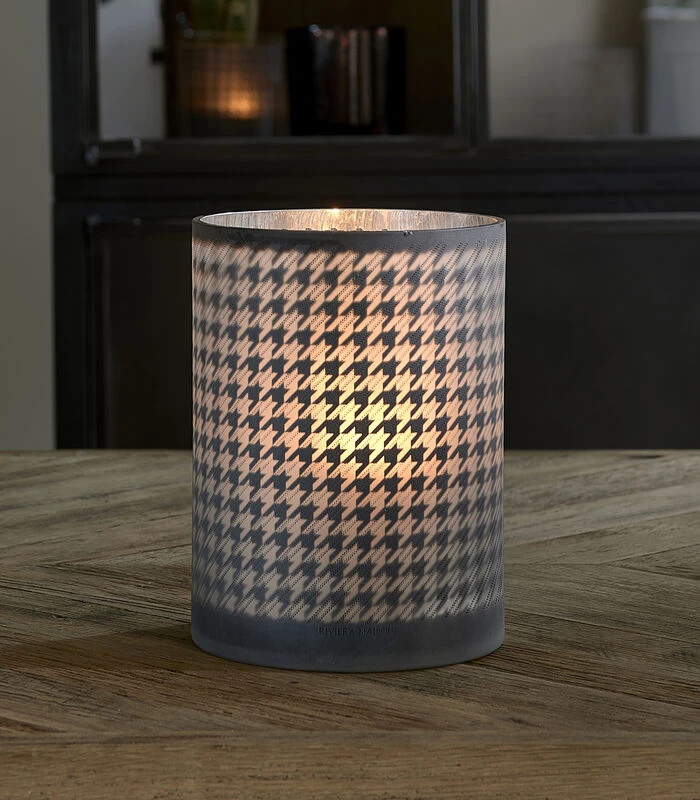 Windlichten Voor Binnen - Pied-de-Poule Hurricane - Lantaarn - 24cm X 18cm 2 Windlichten Voor Binnen - Pied-de-Poule Hurricane - Lantaarn - 24cm X 18cm - Afbeelding 2