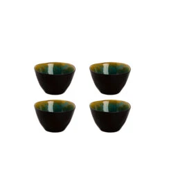 Palmer Schaal Lotus 8 Cm 12 Cl Zwart Turquoise Stoneware 4 Stuk(s)