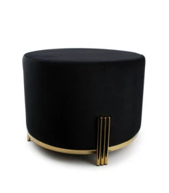 Poef 55xH40cm Velvet Zwart Misa