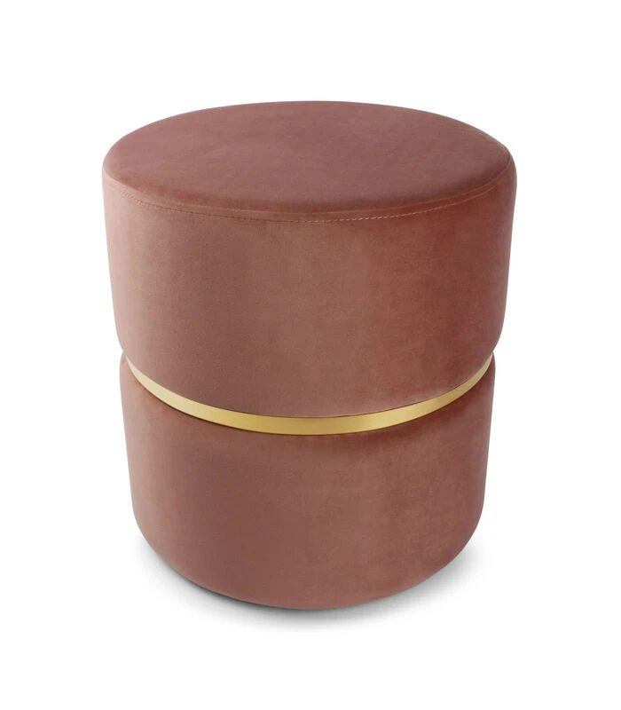 Poef 40xH42cm Velvet Roze Lounge 2 Poef 40xH42cm Velvet Roze Lounge - Afbeelding 2