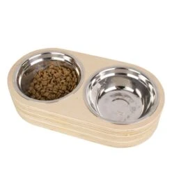 PRESENT TIME Voerbakjes Set Dinner Time - Large - Licht Hout - 18x7,8cm -Huishoudelijke Producten Winkel dd7e715eeb814f01af56f529a8ec7def