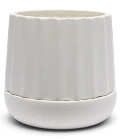 Plantenbak Rond, Bloempot Ribbel - Let It Grow - Wit - Maat L