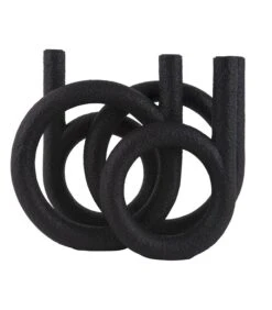 PRESENT TIME Kandelaar Rings - Polyresin - Zwart - 38x14,5x30cm