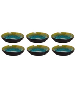 Palmer Bord Diep Lotus 21 Cm Zwart Turquoise Stoneware 6 Stuk(s)