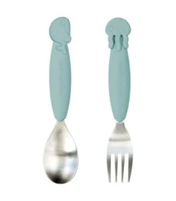 Done By Deer YummyPlus Vorkje Ent Lepeltje Set Sea Friends Blue