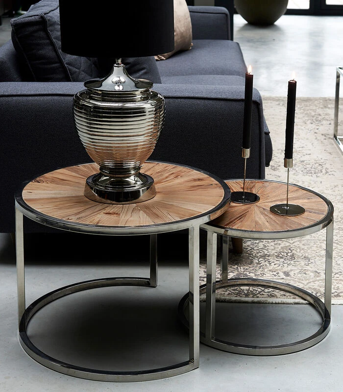 Bijzettafel Rond - Greenwich Table - Set Van 2 Stuks - Zilver 2 Bijzettafel Rond - Greenwich Table - Set Van 2 Stuks - Zilver - Afbeelding 2