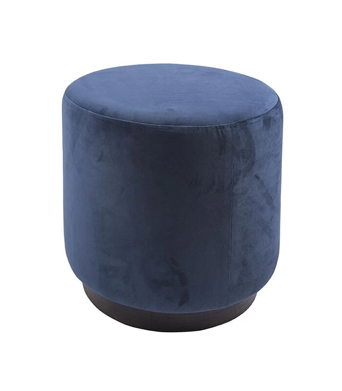 Leitmotiv Poef W. Wood Rim - Velvet Jeans Blauw - Medium - 36x38cm 1 Leitmotiv Poef W. Wood Rim - Velvet Jeans Blauw - Medium - 36x38cm