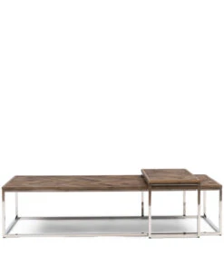 Salontafel Industrieel 170x70 Cm - Bushwick Table - Set Van 2 Stuks - Zilver