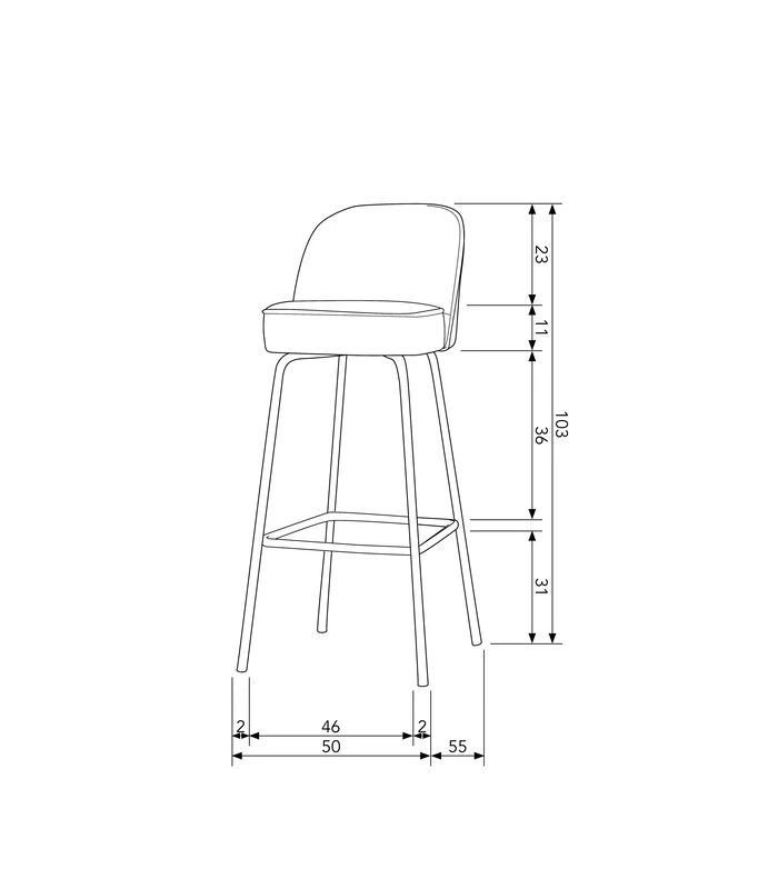 BePureHome Barstoel Vogue - Geweven Stof - Donkergrijs - 103x50x55 2 BePureHome Barstoel Vogue - Geweven Stof - Donkergrijs - 103x50x55 - Afbeelding 2